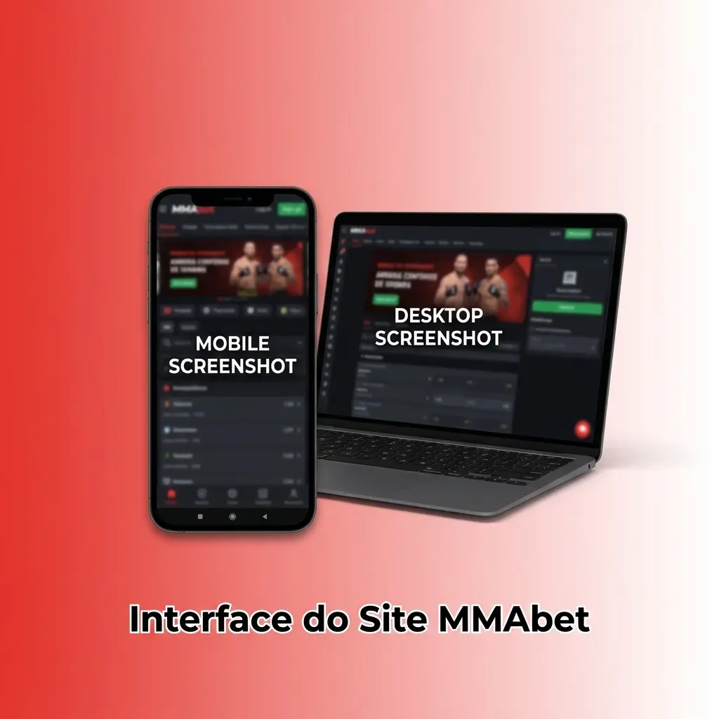 Barra de navegação do site MMAbet com menus Esportes, Ao Vivo, Cassino e acesso à conta, em vermelho e branco.